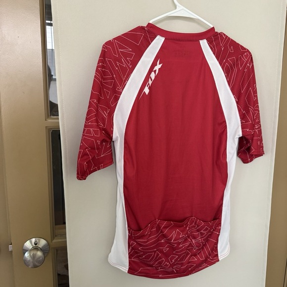 Fox Racing Men's Medium Red White Full Zip Bicycle Jersey - Picture 4 of 6